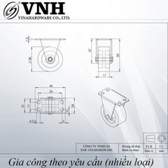 Bánh xe tủ một chiều Vinahardware, màu đen-CT0965D40 - Phi 40mm
