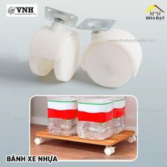 Bánh xe nhựa, loại đế vuông, có khóa, màu trắng Vinahardware - CT8246CK