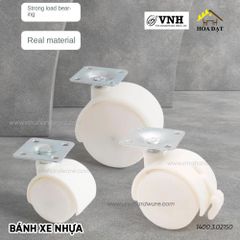 Bánh xe nhựa, loại đế vuông, có khóa, màu trắng Vinahardware - CT8246CK