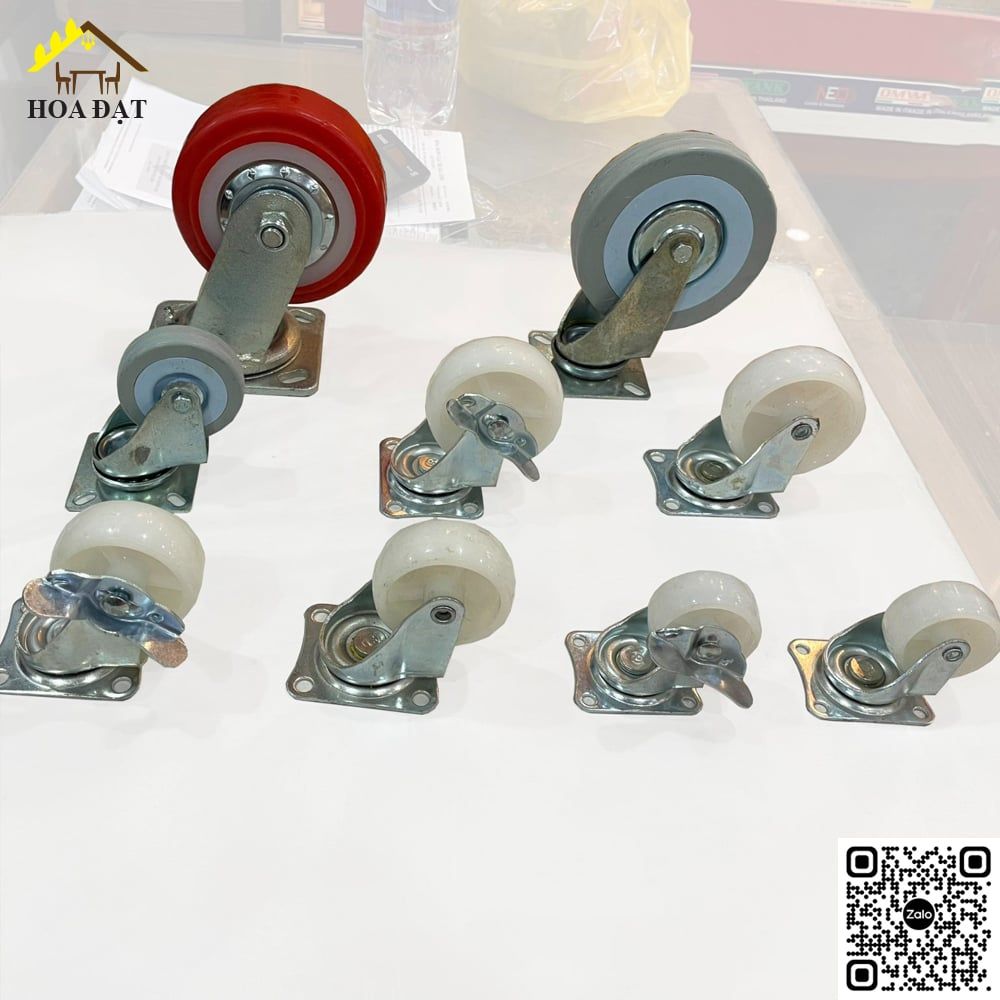 Bánh xe tủ đế vuông Vinahardware, có khóa, màu trắng - CT8250WCK