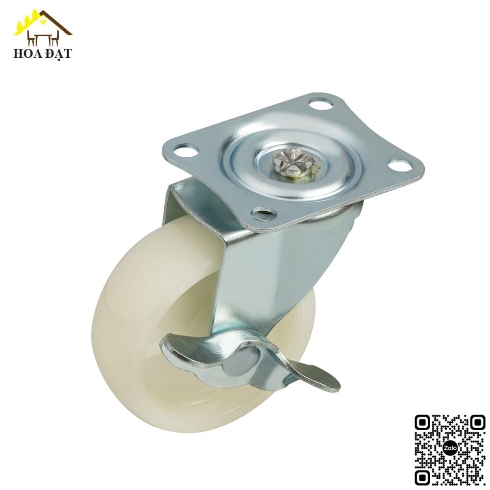 Bánh xe tủ đế vuông Vinahardware, có khóa, màu trắng - CT8250WCK