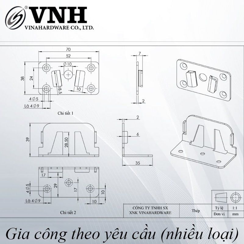 Pát giường sắt hai thành phần Vinahardware BB1012