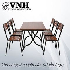 Khung bàn quán ăn mặt gỗ Vinahardware, chân sắt sơn đen tĩnh điện - VNH00266