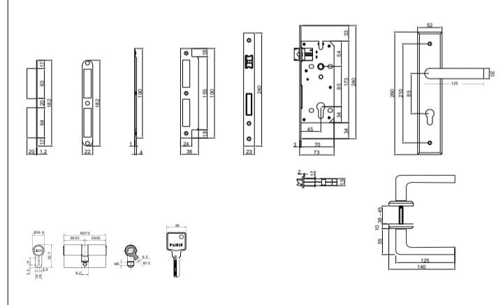 Khóa cửa tay gạt hợp kim Vinahardware loại 260x52mm - KT26052
