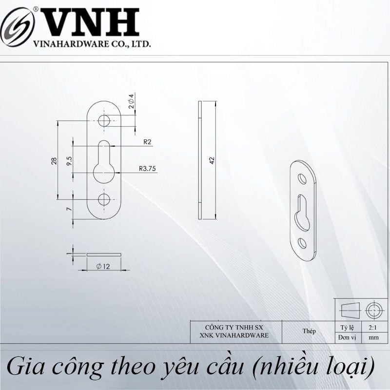Pat ( Bas) giọt nước Vinahardware loại nhỏ 42x12x1mm - BGN001