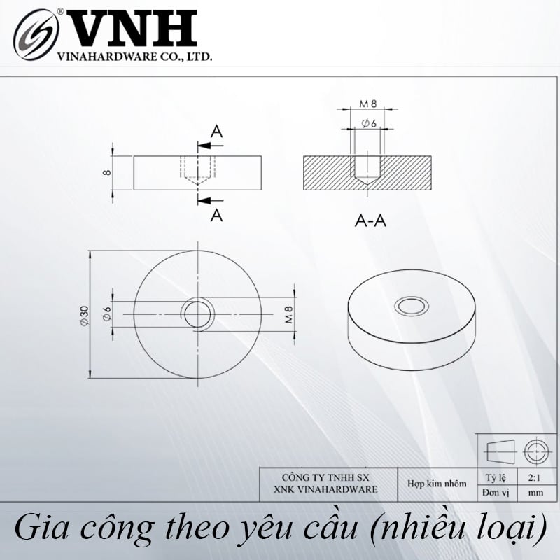 Pat (Bas) nhôm đỡ mặt kính Vinahardware - BN…