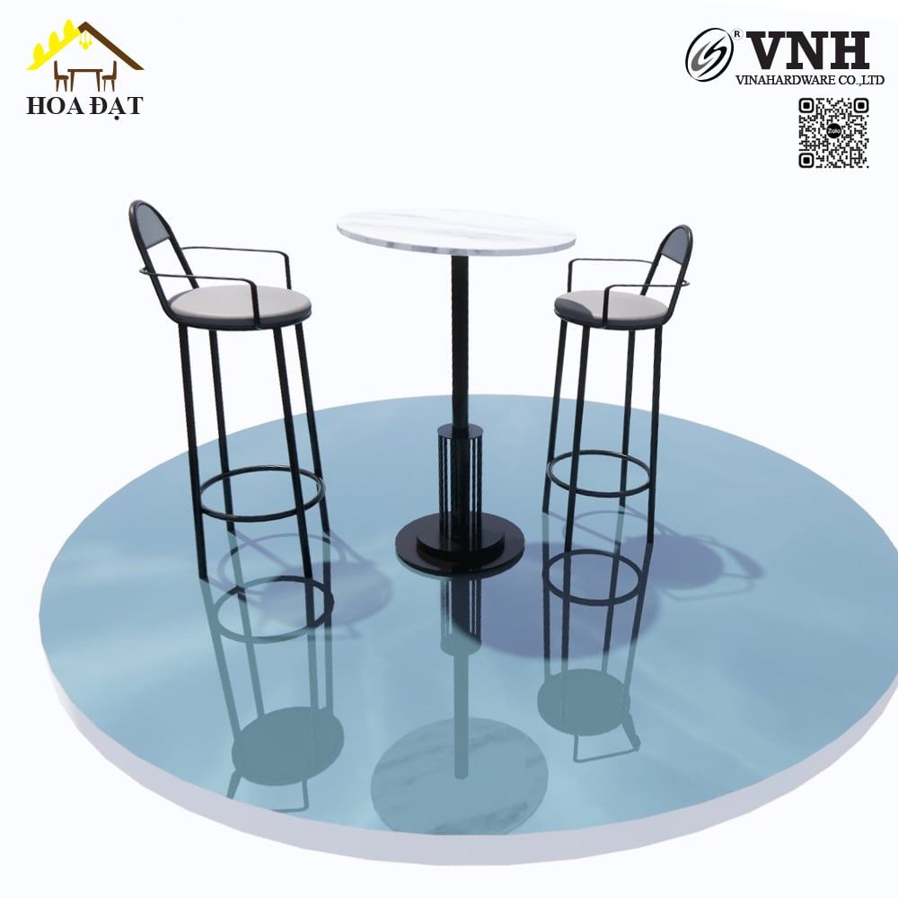Bộ khung bàn ghế quầy bar Vinahardware, sơn đen tĩnh điện - VNH023003