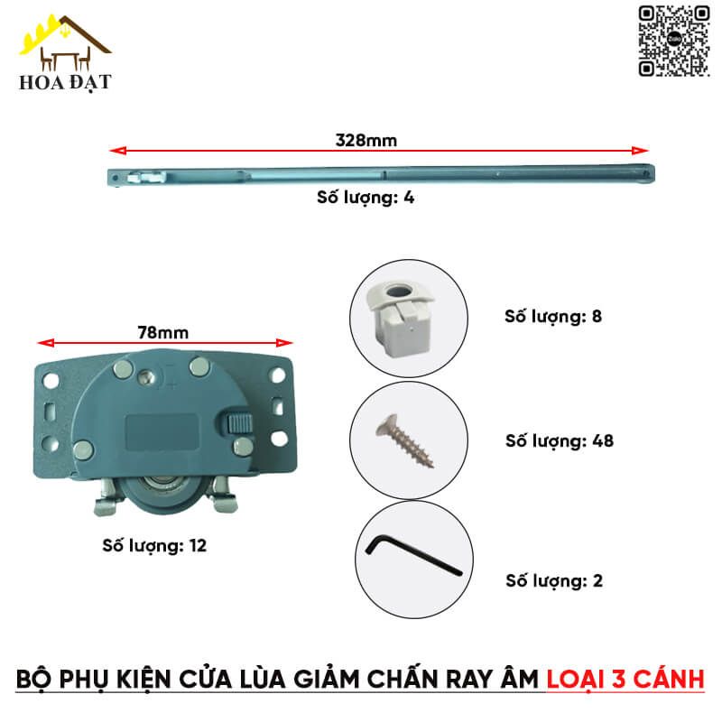 Phụ kiện cho ray lùa giảm chấn ray âm VNH - VNH20003