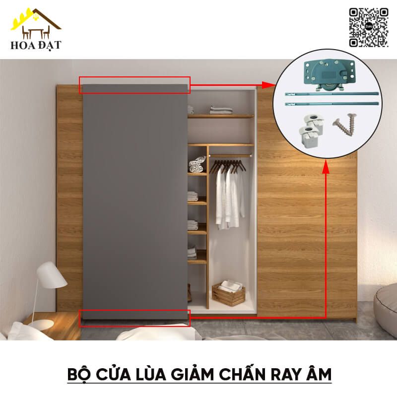 Phụ kiện cho ray lùa giảm chấn ray âm VNH - VNH20003