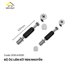 BỘ ỐC LIÊN KẾT CỐT NHỰA ĐEN REN NHUYỄN MÀU TRẮNG (IVAN) Vinahardware - CC0042I-CC0042I