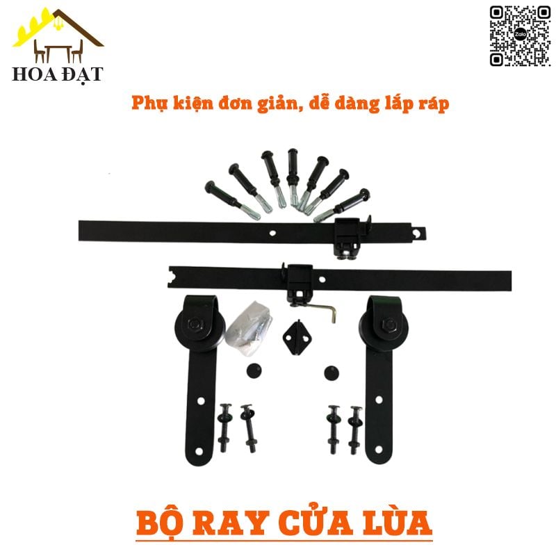 Bộ ray cửa lùa bánh xe phi 60 - VNH001235