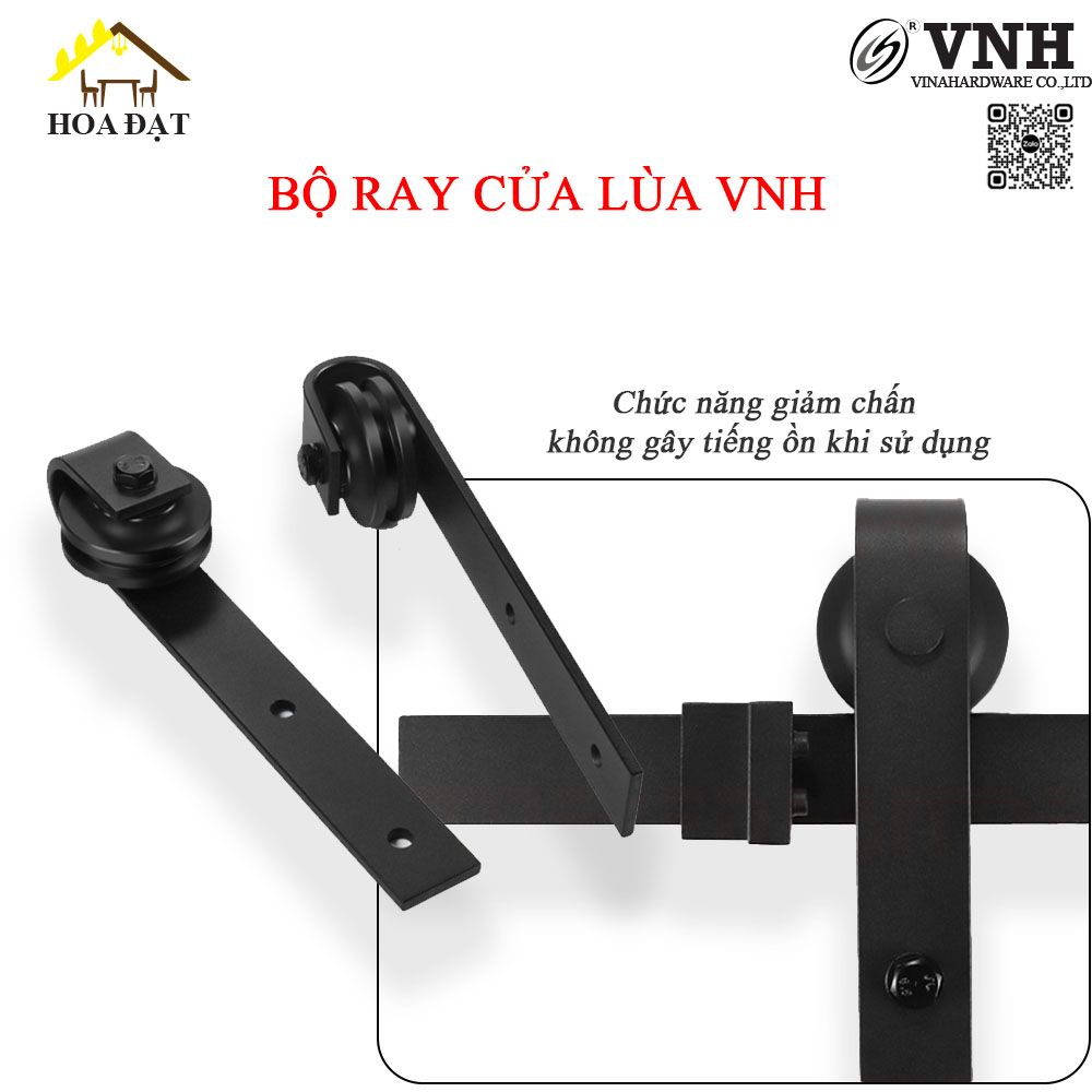 Bộ ray cửa lùa bánh xe phi 60 - VNH001235