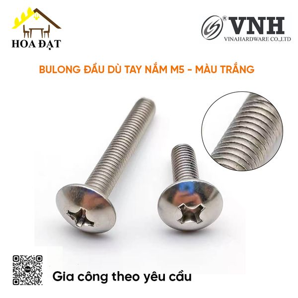 Bulong đầu dù tay nắm M5, màu trắng - PCS515Z