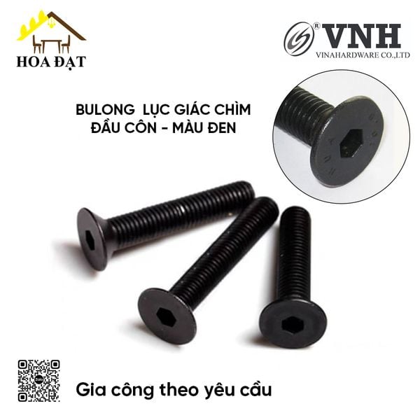 Bulong lục giác chìm đầu côn M6, màu đen - HSS620B