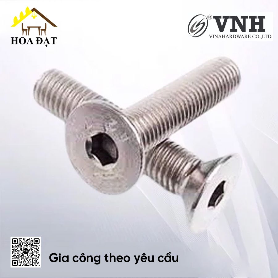 Bulong lục giác chìm đầu côn M6, màu nikel - HSS675NK