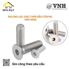 Bulong lục giác chìm đầu côn M6, màu nikel - HSS675NK