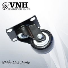 Bánh xe PU Vinahardware, loại đế vuông, không khóa, màu đen - HDTF60-CT2059D50