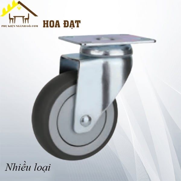 Bánh xe tủ đế vuông TPR, không khóa, màu xám - CT050XKK