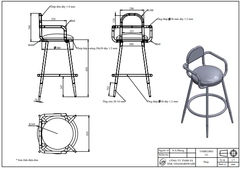 Khung ghế quầy bar Vinahardware, sơn đen tĩnh điện - VNH0230032