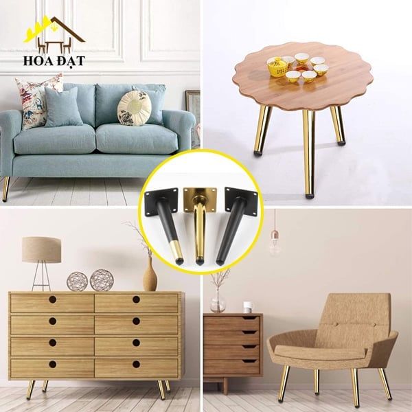 Chân côn ghế sofa Vinahardware, màu vàng gold - Nhiều kích thước - Loại thẳng - Loại Nghiêng VNH250S