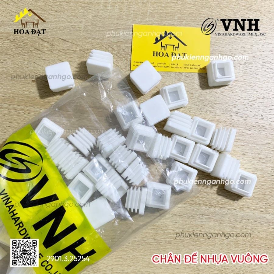 Chân đế nhựa vuông Vinahardware, màu trắng-PB25W