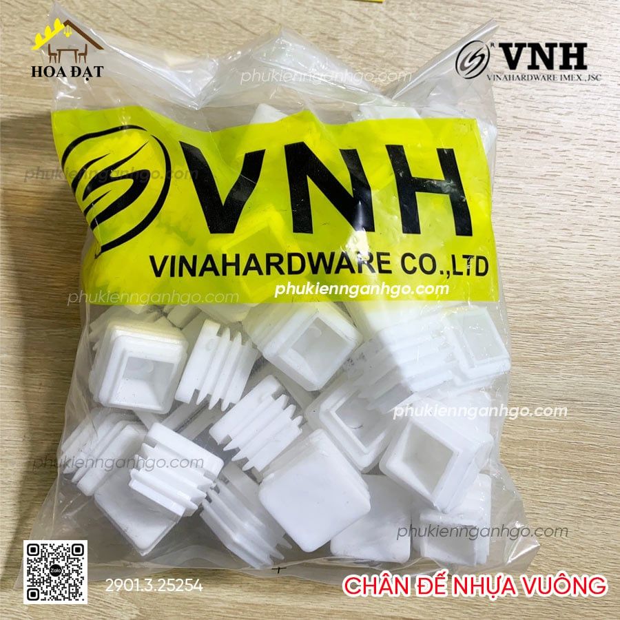 Chân đế nhựa vuông Vinahardware, màu trắng-PB25W