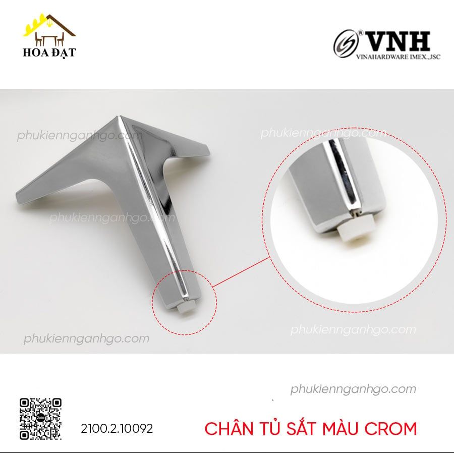 Chân tủ sắt màu crom Vinahardware - VNH100C