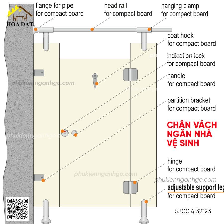 Chân vách ngăn nhà vệ sinh Vinahardware-TA8222U18