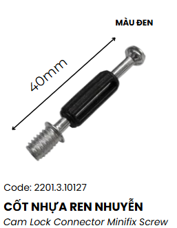 Cốt nhựa đen ren nhuyễn 40mm - CC0013C15