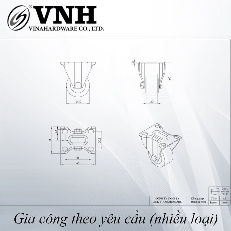 Bánh xe loại tốt màu cam Vinahardware loại 40mm - CT28340-CT28340