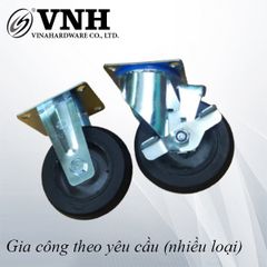 Bánh xe cao su, đế vuông, có khóa, màu đen-CT0150CK