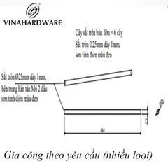 Ống sắt tròn D25.4 dài 864mm, hàn bịt ren M6 2 đầu, sơn đen mờ VNH258646KT-VNH258646KT