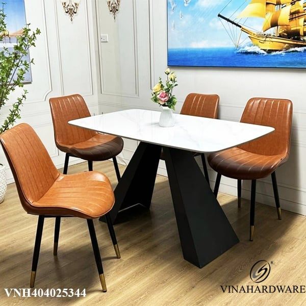 Bộ bàn ghế ăn mặt đá, ghế nệm Vinahardware VNH404025344