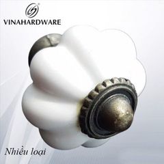 Núm tủ gốm màu trắng trơn Vinahardware, đường kính 34mm, cao 39mm VNH HD0101A-HD0101A