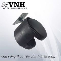 Bánh xe tủ nhựa đế vuông Vinahardware, không khóa, màu đen-CT8245A1