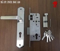 Khóa cửa tay gạt Vinahardware  loại 260mm, inox 304 - KT260C304