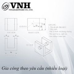 Pat (bas) chữ U Vinahardware loại 50x50x4mm, sơn đen mờ - VNH50504B
