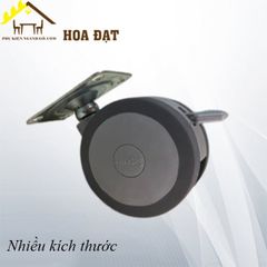 Bánh xe tủ nhựa đế vuông có khóa Vinahardware, màu xám viền đen - CT19CK75