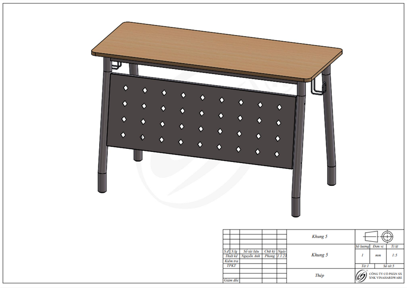 Bộ bàn giáo viên, sơn xám - VNH110400X