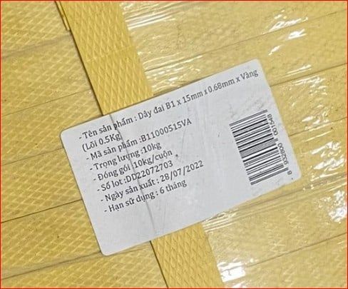 Cuộn dây đai PP cho máy đóng đai Vinahardware loại 15x0.68mm, vàng, lõi 0.5kg - PP15068
