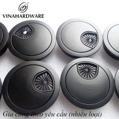 Nắp luồn dây điện crom đen Vinahardware phi 60, VNH W60B-W60B
