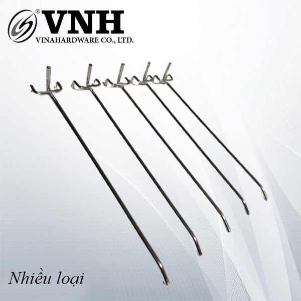 Móc ba chân cài tấm lỗ Vinahardware, sắt xi trắng - MTD100T