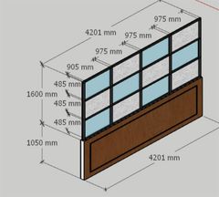 Khung vách ngăn 1600x4210mm, sơn đen mờ - VNH16004210B-VNH16004210B