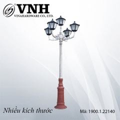 Cột đèn sân vườn ngoài trời thiết kế 5 bóng, chân gang đúc Vinahardware - VNH095861