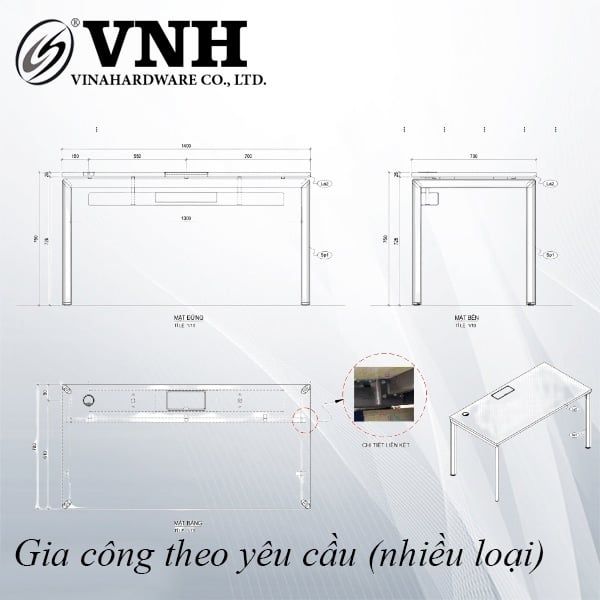 Khung chân bàn oval Vinahardware sơn đen tĩnh điện - VNH8001800B