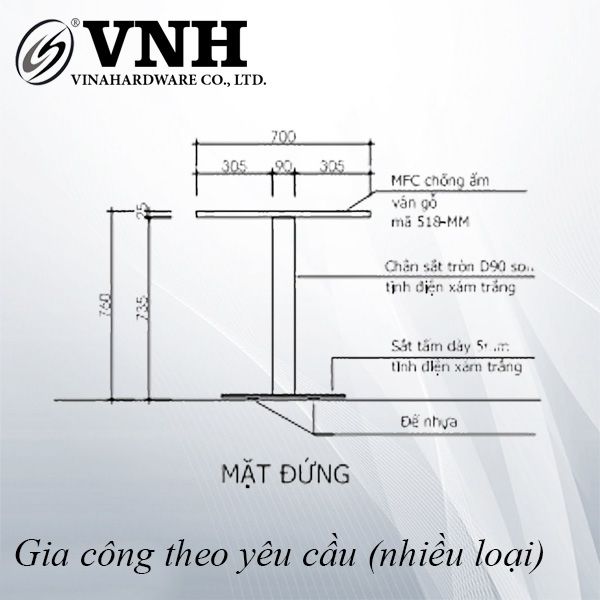 Chân bàn Hudel 700x750mm, sơn trắng - VNH700750B-VNH700750B