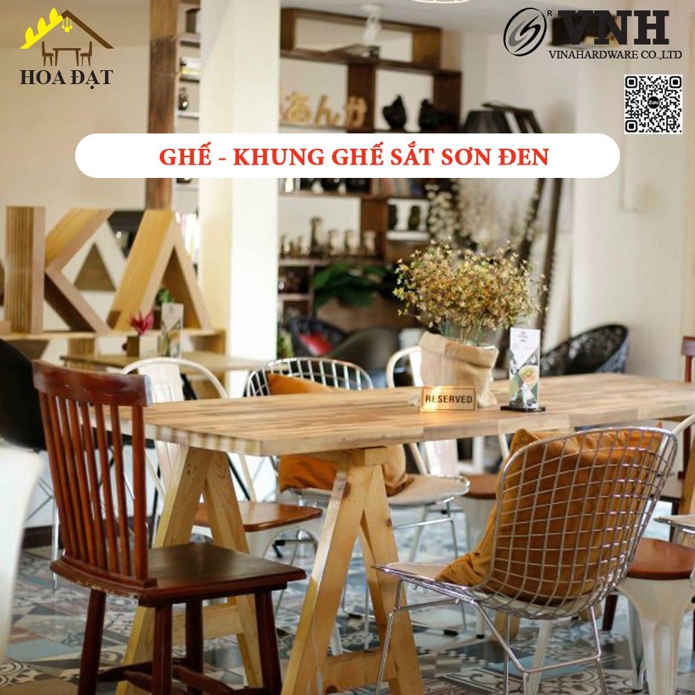 Khung ghế sắt Vinahardware sơn đen - VNH12622