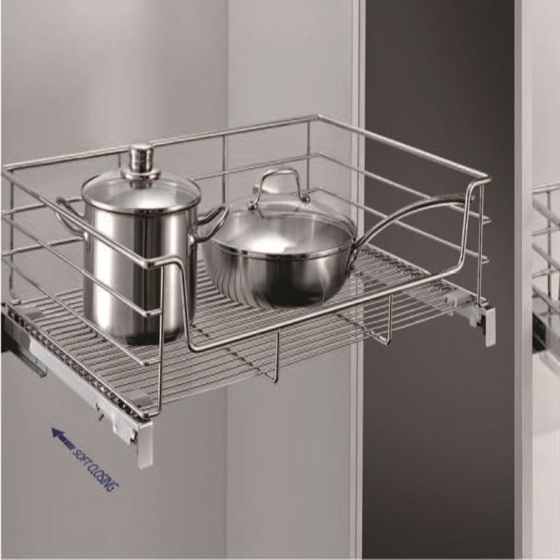 Giá kệ xoong nồi inox ray giảm chấn 900mm VNR113R900