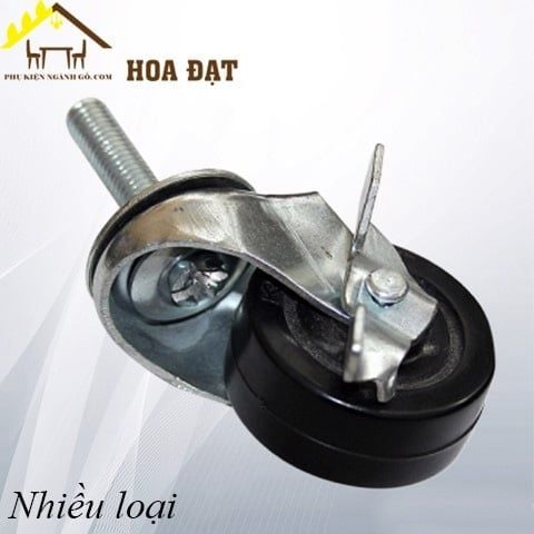 Bánh xe cao su Vinahardware phi 50, dài 35mm có khóa CT1035L50, ty ren M10