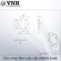 Bản lề lá một chiều Vinahardware loại 100x48mm, inox 201-H0177
